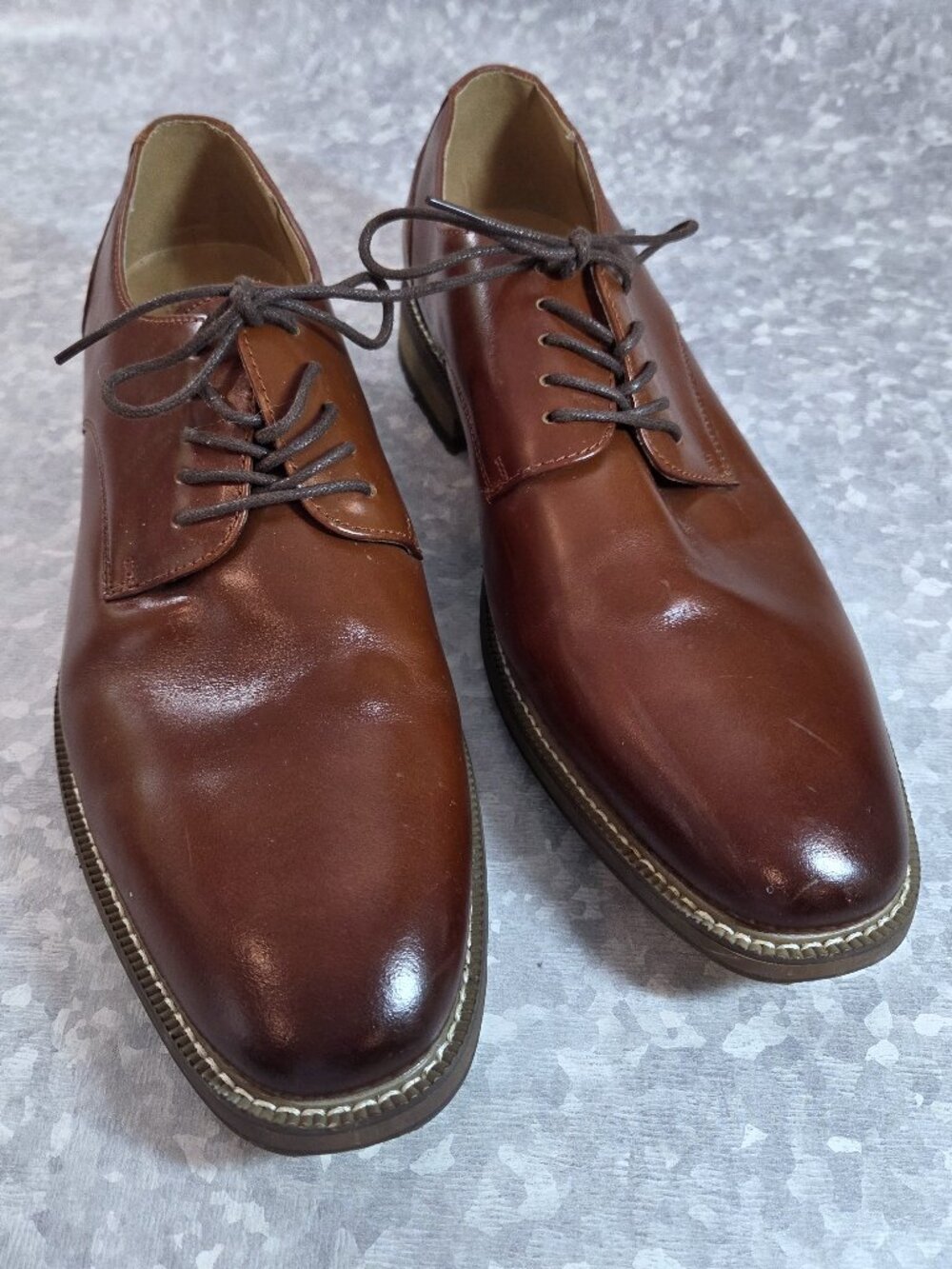 Joseph Abboud Cognac Leather Lace Up Shoes Size 11D
